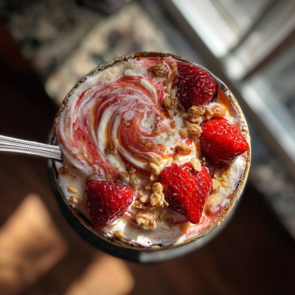 Overnight Oats with Strawberry Swirl