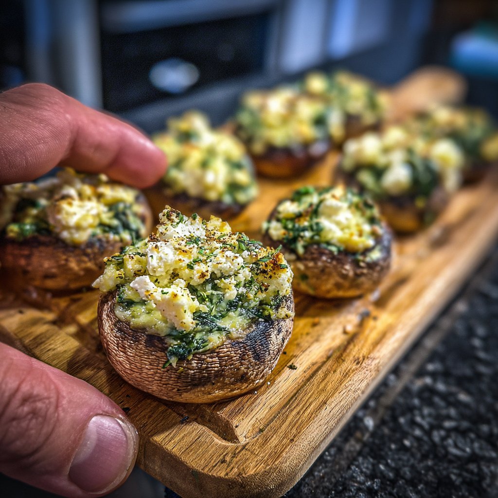 Spinach Feta Stuffed Mushrooms