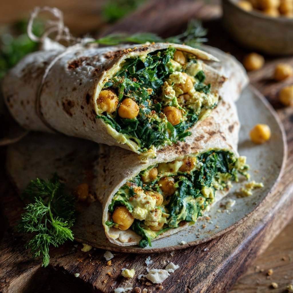 Curried Chickpea Wraps with Spinach